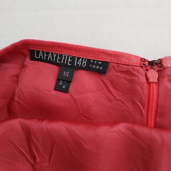 Lafayette 148 Linen/Silk Floral Pink Pencil Skirt Size 14 - Picture 5 of 10